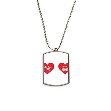 Imagem de DIYthinker Colar para animais de estimação com pingente de corrente de aço inoxidável com estampa de coração vermelho
