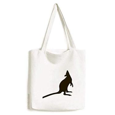 Imagem de Bolsa de lona preta canguru com desenho de animal bolsa de compras casual