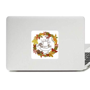 Imagem de Guirlanda Adesivo de vinil com estampa de folhas de Dia de Ação de Graças para laptop Decoração de PC