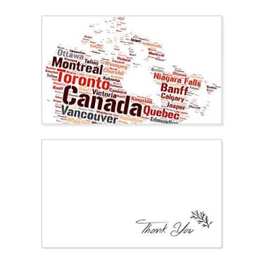 Imagem de Mapa do Canadá com nomes de cidades, pontos de referência, cartão de agradecimento, aniversário, saudação, casamento, agradecimento