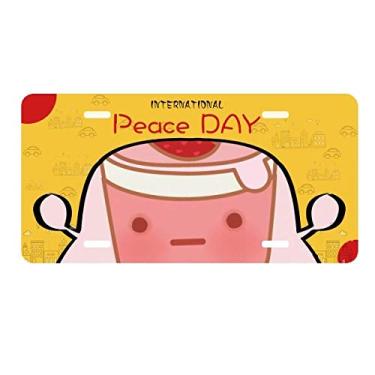 Imagem de DIYthinker Expression Placa de licença de sorvete de morango para decoração de carro Dia da Paz
