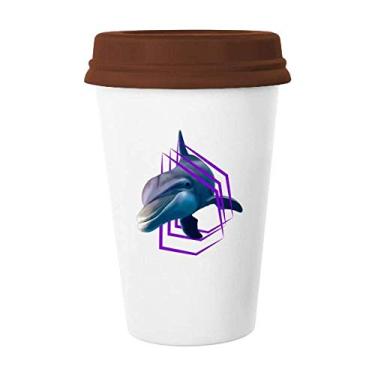 Imagem de Caneca de café com círculos de golfinhos, copo de cerâmica para copo de café