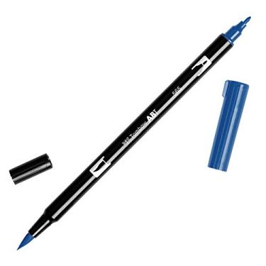 Imagem de Tombow 56566 Marcador artístico de caneta dupla escova, 565 – azul escuro, 1 pacote. Marcador misturável, pincel e ponta fina