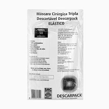 Imagem de Máscara Descarpack Tripla Descartável Com Elástica Pacote com 50 Unidades