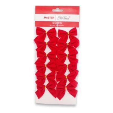 Imagem de Kit Com 24 Laços Vermelhos Enfeite De Árvore De Natal 6,5cm - Wincy Na