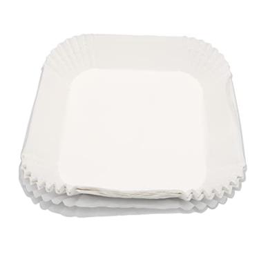 Imagem de Zerodis Forros de papel para fritadeira a ar, 100 peças antiaderentes de papel para fritadeira a ar quadrados, forros de pergaminho para fritadeira a ar, cesto a vapor, forno de micro-ondas (branco)