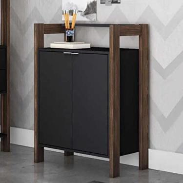 Imagem de Armário Baixo 2 Portas AZ1008 Siena Móveis Preto/Nogal