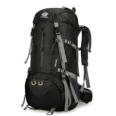 Imagem de JOYID Mochila de caminhada 50L mochila de acampamento à prova d'água com capa de chuva bolsa de dia de viagem com compartimento para sapatos para mochila ao ar livre escalada
