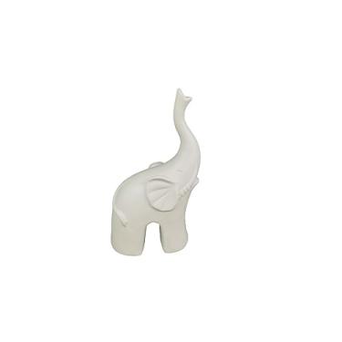 Imagem de Escultura Decorativa Elefante em Resina Branco 23cm DN0146 BTC