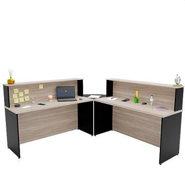 Imagem de Balcão Atendimento De Canto Em L Recepção/consultório 140x60 (Carvalho)