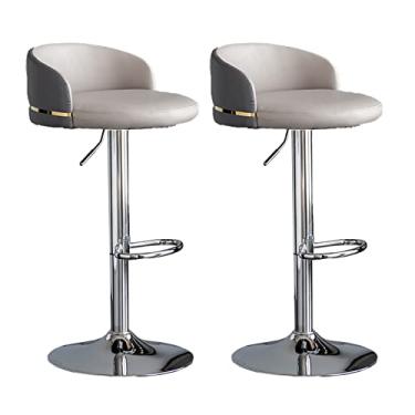 Imagem de Cadeiras de jantar cadeiras de sala de jantar conjunto de 2 bancos de bar com almofada macia de poliuretano, banquetas giratórias ajustáveis, bancos de balcão de encosto baixo, 5-8 minutos para montar, carrega até 150 kg Tudo está bem