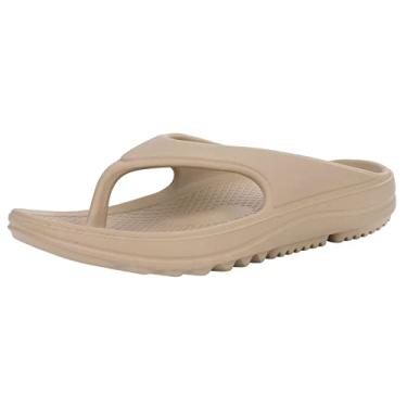 Imagem de shevalues Sandálias ortopédicas femininas com suporte de arco para recuperação de chinelos travesseiro macio verão sapatos de praia, Caqui, 12-13 Women/10.5-11.5 Men