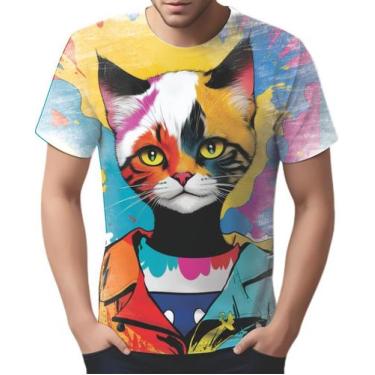 Imagem de Camiseta Camisa Tshirt Gato Gatinho Pop Art Abstrata Hd 2 - Enjoy Shop