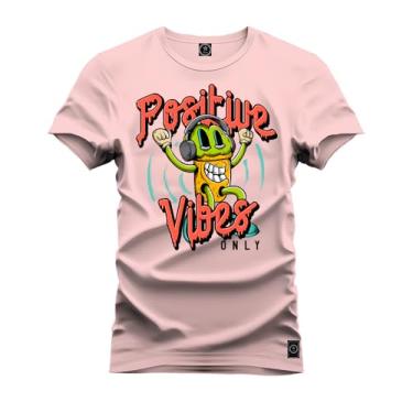Imagem de Camiseta Plus Size Unissex Algodão Macia Premium Estampada Posturi Viber Rosa G1