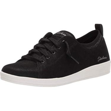 Imagem de Skechers Madison Ave feminino, Couro preto caramelo branco acabamento amarelo Bkw, 39