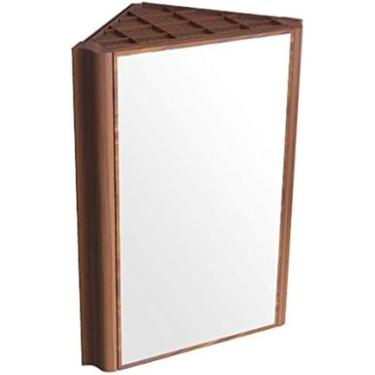 Imagem de Armário de parede triangular canto de armazenamento de duas camadas armário de banheiro de alumínio, madeira, 60 * 32 * 44.5cm