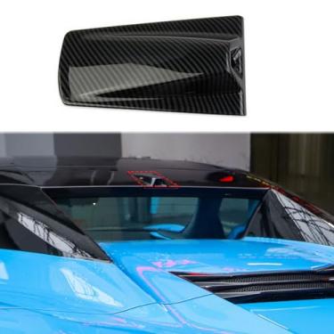 Imagem de crosselec Capa de câmera retrovisor de teto de carro estilo fibra de carbono acessórios de acabamento para Chevrolet Corvette C8 2020-2024 (ajuste conversível)