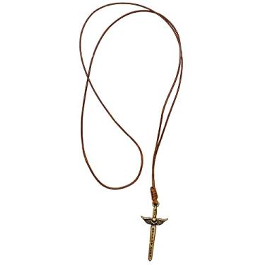 Imagem de Pingente de espada de São Miguel Arcanjo no cordão | "Quis Ut Deus" | Santo Padroeiro da Polícia e Soldados | Ótimo presente católico para confirmação, Metal, Sem Pedra Preciosa