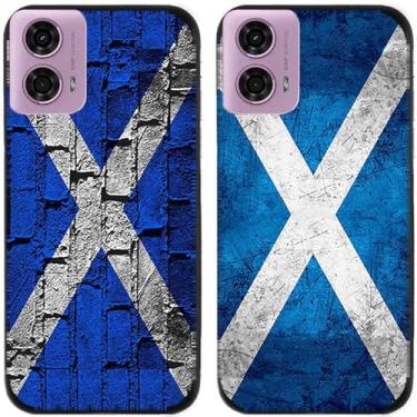 Imagem de 2 peças impressas TPU gel silicone capa traseira para celular Motorola Moto G24 (bandeira da Escócia)