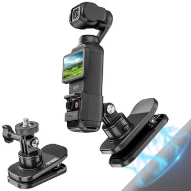 Imagem de Craznick Grampo magnético para alça de ombro para DJI Pocket 3/Action/GoPro/Insta360 X3 Series e outras câmeras vestíveis acessórios adaptadores de rotação de 360°