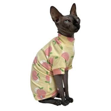 Imagem de Camiseta de algodão Sphynx edição limitada para gatos sem pelos, roupas para animais de estimação, gola redonda, camisetas para gatos e cães pequenos (pêssego, GG (4,5 a 5,4 kg))