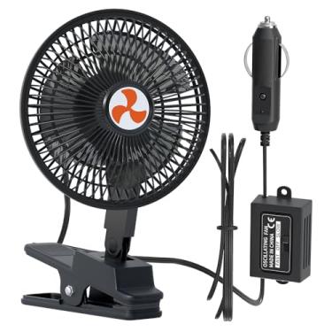 Imagem de AOWEITOUR Ventilador de carro oscilante de 12 volts, ventilador de ar silencioso portátil de 15 cm com isqueiro de encaixe, ventilação rotativa de 360°, cabo de 1,8 m para caminhões, carros, trailers