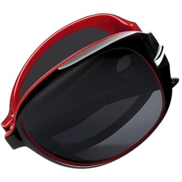 Imagem de Óculos de Sol Femininos Polarizados Dobráveis Joopin Grande Armação Óculos Escuros para Mulheres Retro Vintage Senhoras Tons(Preto Vermelho Dobrável)