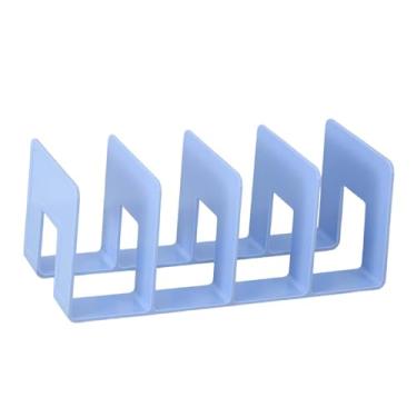 Imagem de Gralara Estantes de Acrílico para Guarda-roupa, Prateleira Divisora, Acessórios de Escritório, 4 Compartimentos, Rack de Armazenamento de Livros para Casa, Sa, Azul, Tamanho real