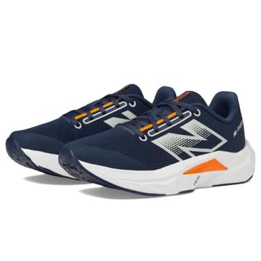 Imagem de New Balance Tênis de corrida unissex infantil FuelCell Propel V5 com cadarço, Azul-marinho/brilho solar/cinza, 3.5 Wide Big Kid
