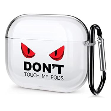 Imagem de Capa transparente para AirPod Pro 2019, Don't Touch My PODS Capa preta legal com chaveiro, olhos grandes, desenho fofo para AirPods Pro, à prova de choque e não irrita a pele, capa transparente para mulheres e homens