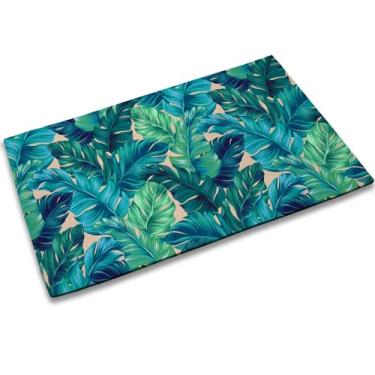 Imagem de TUBAMQ Capacho Welcome Green Tropical Leaves para ambientes internos e externos, tapete de entrada antiderrapante para casa, entrada externa, quintal, piso, pátio 43 x 76 cm