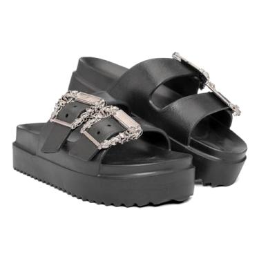 Imagem de Sandália Chinelo Feminino Birken 100% EVA: Leve, Macio e Confortável com Enfeite Metalizado (PRETO, BR, Adulto, Numérico, 34)