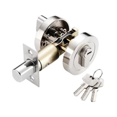 Imagem de Generic Fechadura de porta de segurança com chave, contemporânea, resistente ao desgaste, fechadura de entrada para apartamentos, hotéis, banheiros, Prata