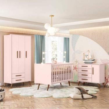 Imagem de Quarto Infantil Completo Bear 4 Portas 6 Gavetas Rosa - Pnr Móveis