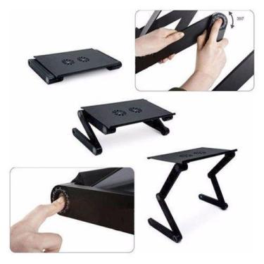 Imagem de Suporte Articulado Para Notebook Com Mouse pad Preto - MESANOTEBOOK