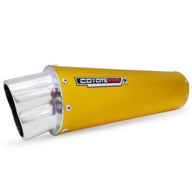 Imagem de Escape / Ponteira Coyote RS5 Boca 8 Aluminio Oval Dourado - Biz 100 / 