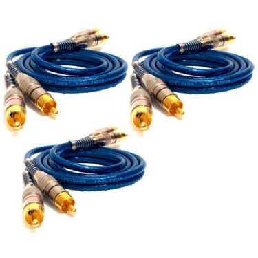 Imagem de 3 Cabo RCA Blindado 1M Crossover Amplificador Plug de Metal - SVART TE