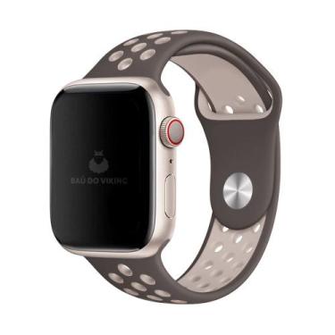 Imagem de Pulseira Esportiva Furos Marrom Bege Compatível com Apple Watch - Baú 