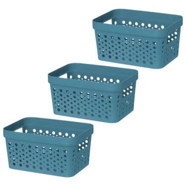 Imagem de Kit 3 Cestos Organizador s/ Tampa Trama Rattan 2L Usual - Usual Utilid