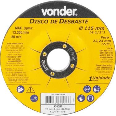 Imagem de Disco de Desbaste 115 mm x 6,4 mm x 22,23 mm Vonder