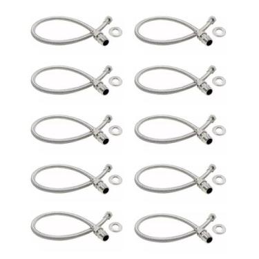 Imagem de Kit 10 Engate Flexível Trançado Aço Inox 40cm Quente Fria - TCR Abrasi