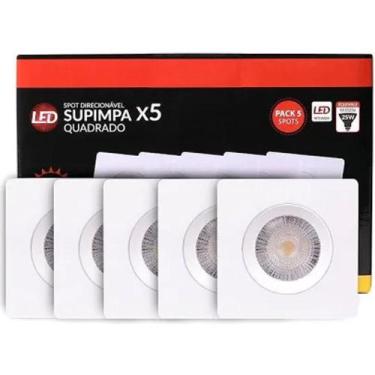 Imagem de Kit Pack com 5 Spot Direcionavel Quadrado 5w 3000K - Avant