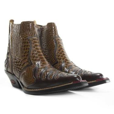 Imagem de Bota Country Masculina Couro Jacaré Bordado Sofisticada - Fakcini, Mar