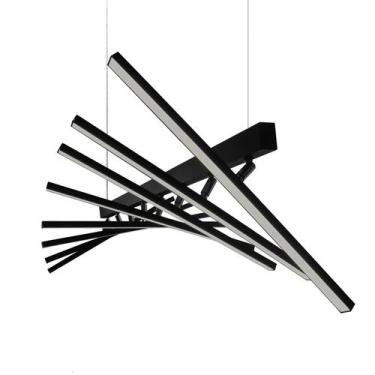 Imagem de Lustre Moderno Traço Articulado Led Nórdico 8H-3000K-Preto - Trybo