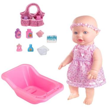 Imagem de Boneca Bebê Bebezão Sapekinha Banheira P/ Banho e Acessórios - Milk Br