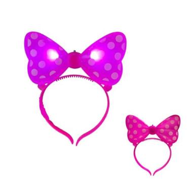 Imagem de Tiara Minnie Laço Rosa LED Fantasia Pisca-Pisca Festa - 7 lobos