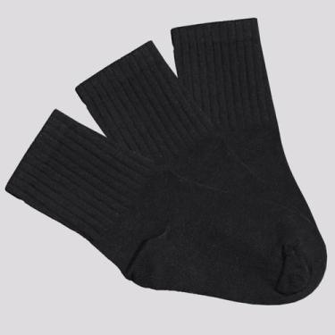Imagem de Kit Meia Selene 3 Pares Cano Longo Infantil Preta, 25-28