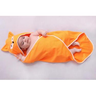 Imagem de Toalha Felpuda Infantil com Capuz Bordada de Bichinho 70x70cm Menina e