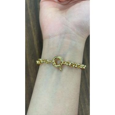 Imagem de Pulseira Elo Português 6.5mm 18 cm feminina banhado a ouro18k - Hm Joi