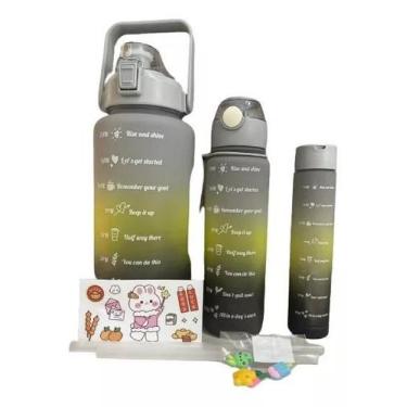 Imagem de Kit 3 Garrafa Galão De Água Squeze Motivacional Adesivos 3d - Toys